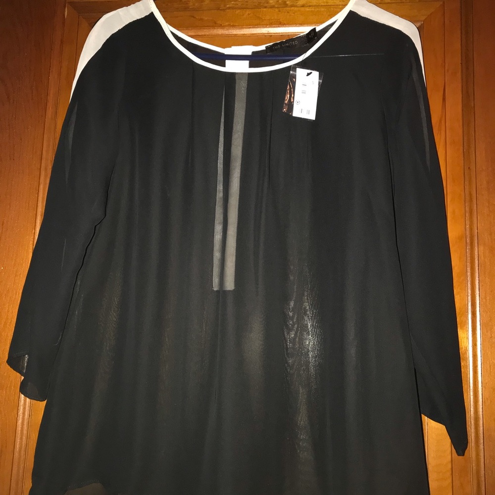 Limited black with cream trim sheer top,size small
